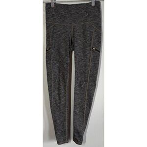 Athleta Womens Dark Heather Gray High Waist Leggings Size XXS Zipper Pockets